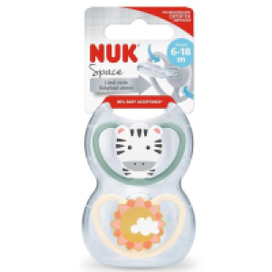 Nuk - Pack 2 chupetes Space silicona 6-18 meses Cebra/Sol