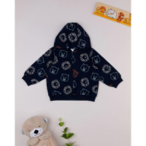 Sudadera niño azul con estampado de animales