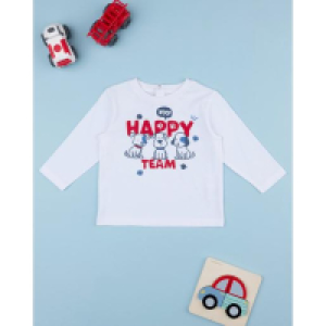 Camiseta niño blanca estampada happy team