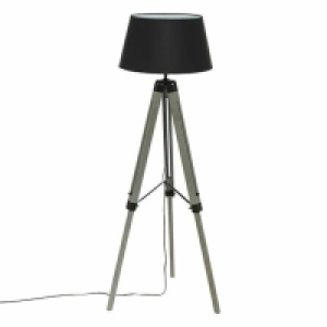 LAMPARA PIE TRIPODE RUNO MADERA NEGRA 145CM