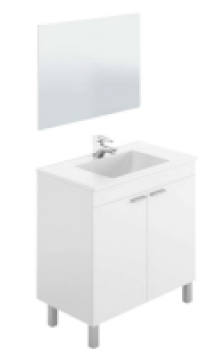MUEBLE BAÑO BLANCO 2 PUERTAS 80CM + LAVABO + ESPEJO