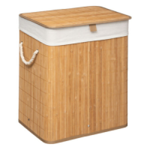 Bricoking  CESTO ROPA CON TAPA BAMBU 60L 50X41,5X30CM