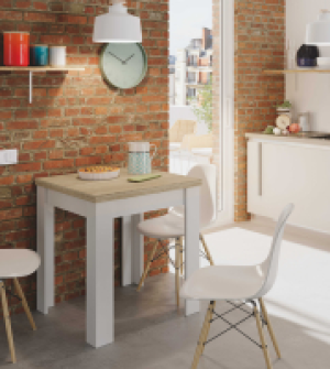 Bricoking  MESA AUXILIAR EXTENSIBLE 67X67-134CM ROBLE/BLANCO