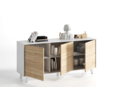 APARADOR ZAIKEN 3 PUERTAS 75X154X41CM BLANCO/ROBLE